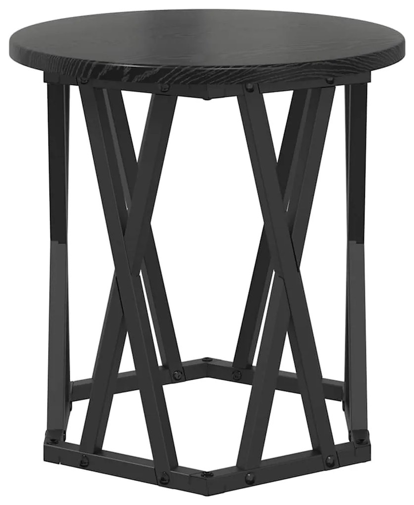 vidaXL Τραπεζάκι Πλευράς 2 pcs Μαύρη Οξυά Μηχανισμένο ξύλο και ατσάλι