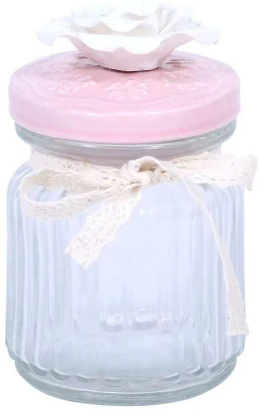 Βαζάκι Γυάλινο Με Καπάκι 12Εκ Pink 373-91-826 Glass