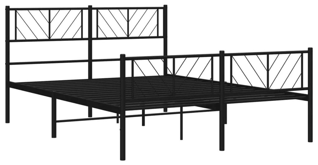 vidaXL Πλαίσιο Κρεβατιού με Κεφαλάρι&Ποδαρικό Μαύρο 120x200εκ. Μέταλλο
