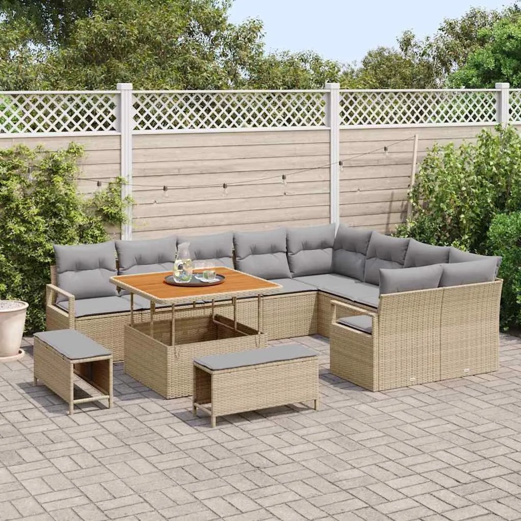 vidaXL Σετ Καναπέ Κήπου 12 pcs Μπεζ, Ανοιχτό Γκρι 100 x 100 x 71 cm