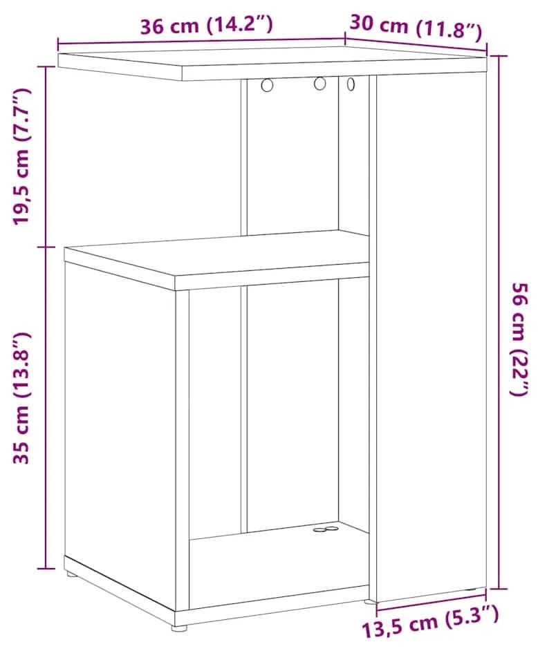 Side Table Artisan Oak 50x30x50 cm Κατασκευασμένο ξύλο - Καφέ