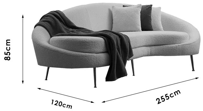 Καναπές 3θέσιος PWF-0589 pakoworld ύφασμα cream 255x120x85εκ