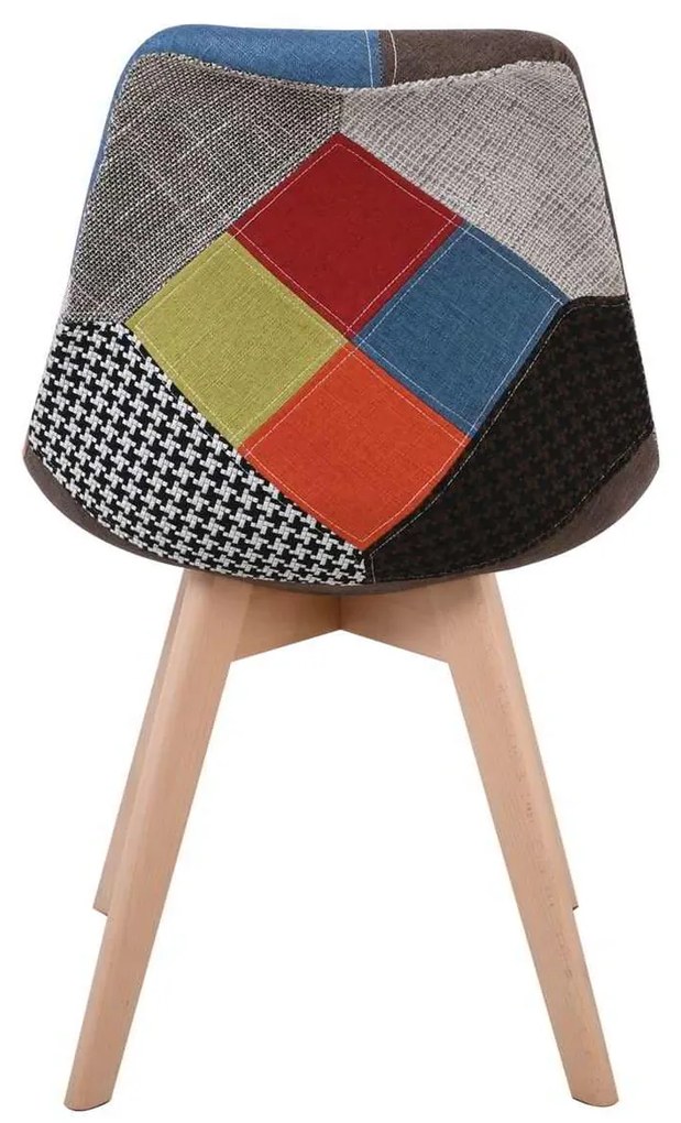 Καρέκλα MARTIN PP, Ύφασμα Patchwork (Ξύλινο πόδι) 49x57x82cm (Σετ 4 ΤΕΜ)