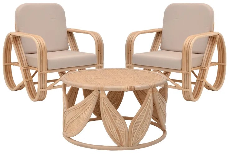 Intrahome Σαλόνι Relmine-Siderty Intrahome σετ 3τεμ rattan σε φυσική απόχρωση | SKU: INTRAPA-455111125