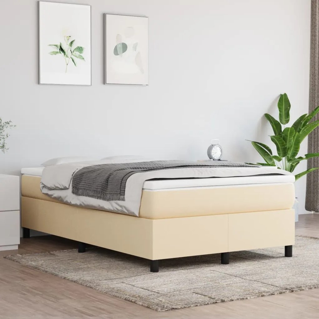 vidaXL Πλαίσιο Κρεβατιού Boxspring Κρεμ 120x200 εκ. Υφασμάτινο