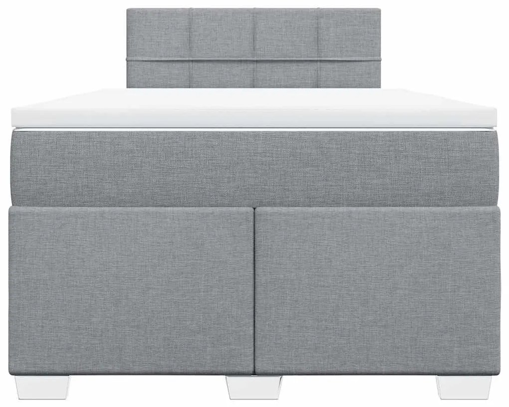 vidaXL Κρεβάτι Boxspring με Στρώμα Ανοιχτό Γκρι 120x190 εκ. Υφασμάτινο