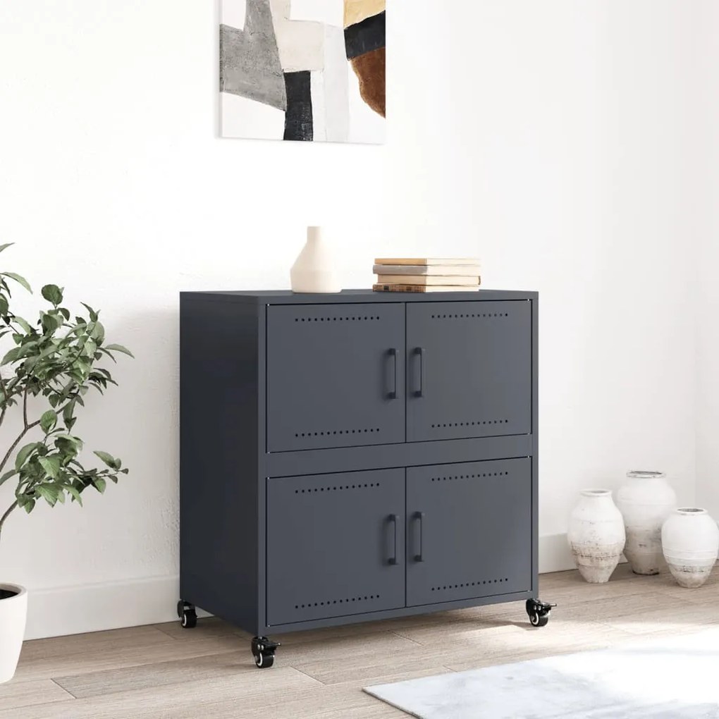 Μπουφές Ανθρακί 68x39x72 εκ. από Ατσάλι - Ανθρακί