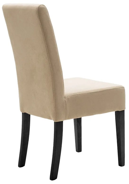 Καρέκλα Ditta pakoworld ύφασμα εκρού-πόδι μασίφ ξύλο μαύρο | Συσκευασία 2 τμχ