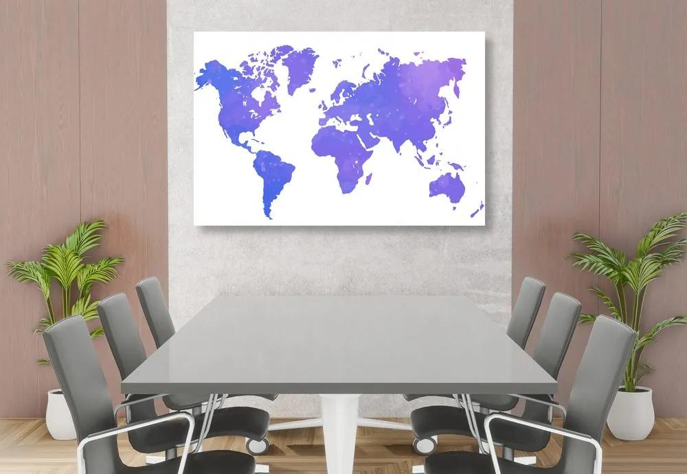 Εικόνα στον παγκόσμιο χάρτη φελλού σε μωβ απόχρωση - 120x80  wooden
