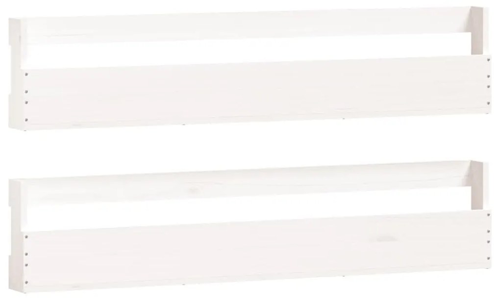 Παπουτσοθήκη Επιτοίχια 2 τεμ. Λευκή 110x9x23 εκ. Μασίφ Πεύκο - Λευκό