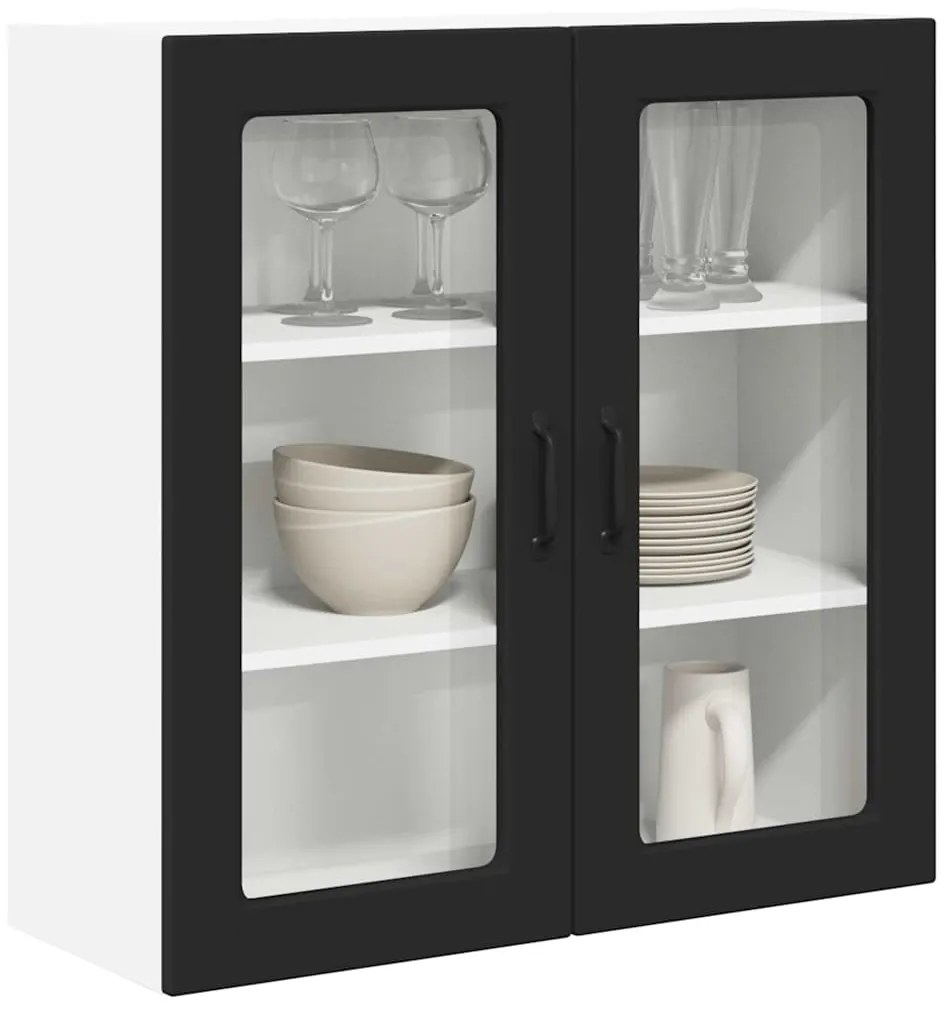 vidaXL Κρεμαστό ντουλάπι κουζίνας με ράφι Μαύρο 80 x 31 x 80 εκ.