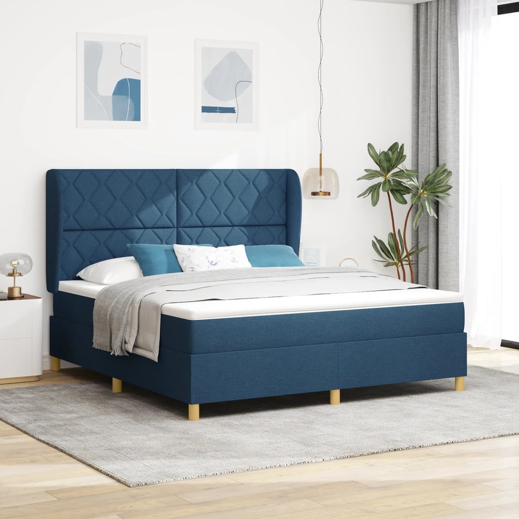 vidaXL Κρεβάτι με Στρώμα Blue 180x200 εκ. Υφασμάτινο
