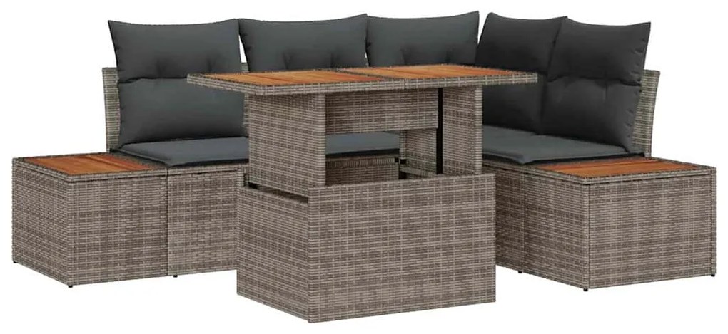 vidaXL Σέτ φαγητού για κήπο 5 pcs Γκρι, Καφέ 100 x 55 x 73 εκ