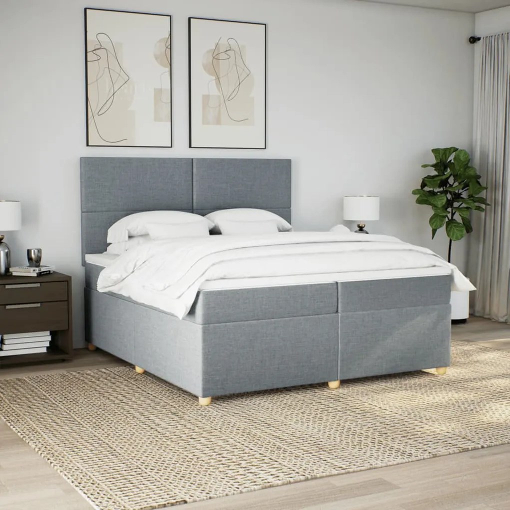 ΚΡΕΒΑΤΙ BOXSPRING ΜΕ ΣΤΡΩΜΑ ΑΝΟΙΧΤΟ ΓΚΡΙ 200X200 ΕΚ. ΥΦΑΣΜΑΤΙΝΟ 3291380