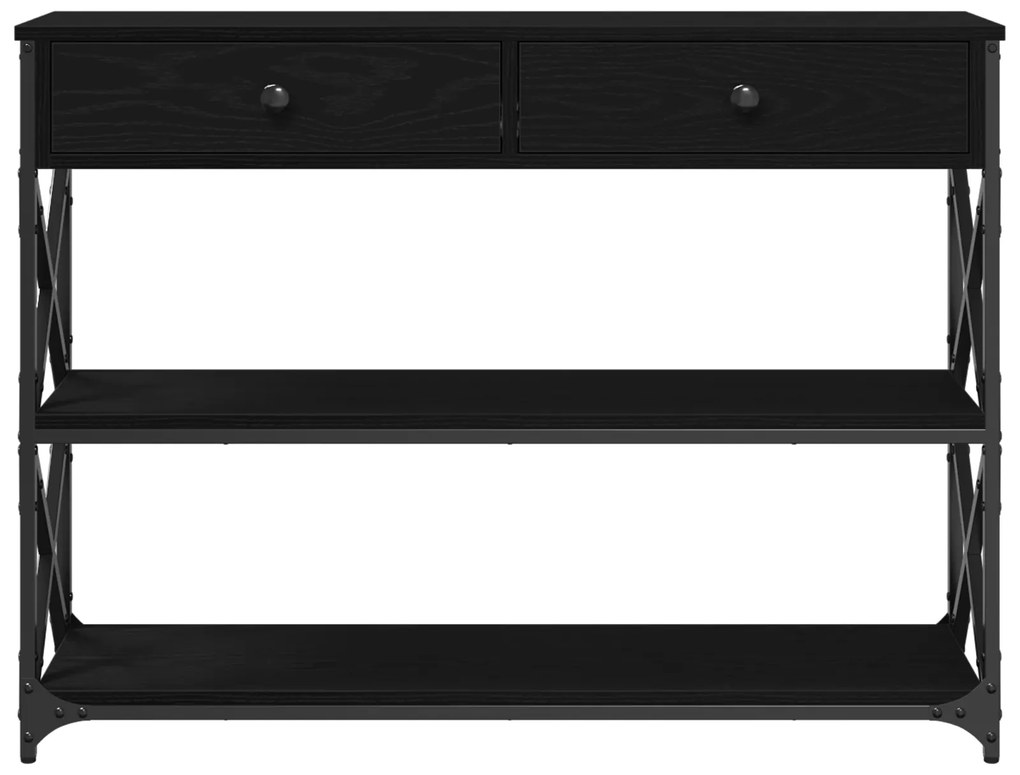 vidaXL Κονσόλα Μαύρη Δρυς 100x28x75 εκ Επεξεργασμένου Ξύλου & Ατσαλιού