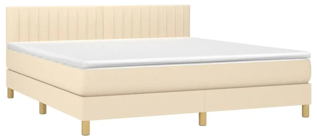 vidaXL Κρεβάτι Boxspring με Στρώμα Κρεμ 160x200 εκ. Υφασμάτινο