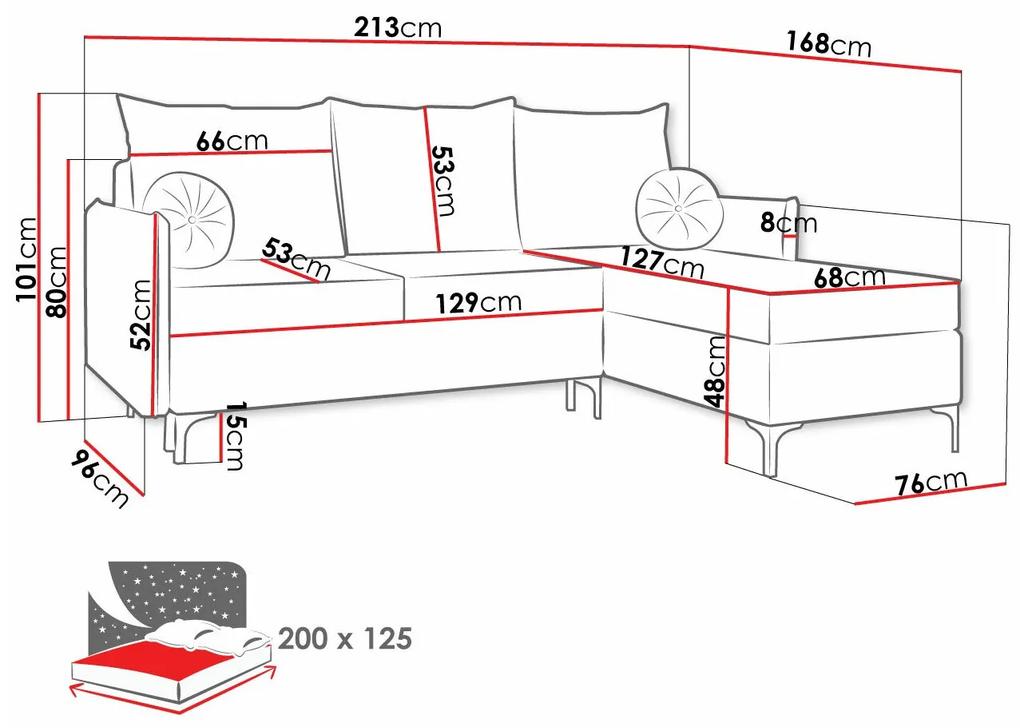 Γωνιακός Καναπές Clovis 112, Λειτουργία ύπνου, Κρεμ, Αποθηκευτικός χώρος, 213x168x101cm, 110 kg, Πόδια: Μέταλλο, Ξύλο: Πεύκο | Epipla1.gr