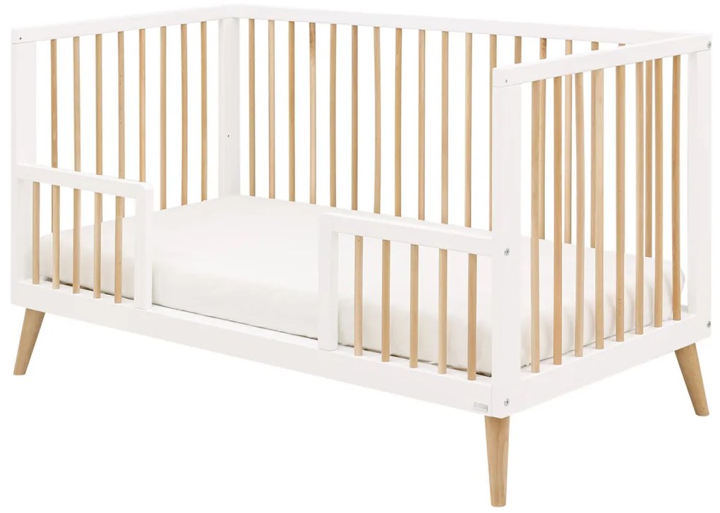 Βρεφικό Κρεβάτι Jort 70x140cm από μασίφ Οξιά White + Natural  ToiToiKids