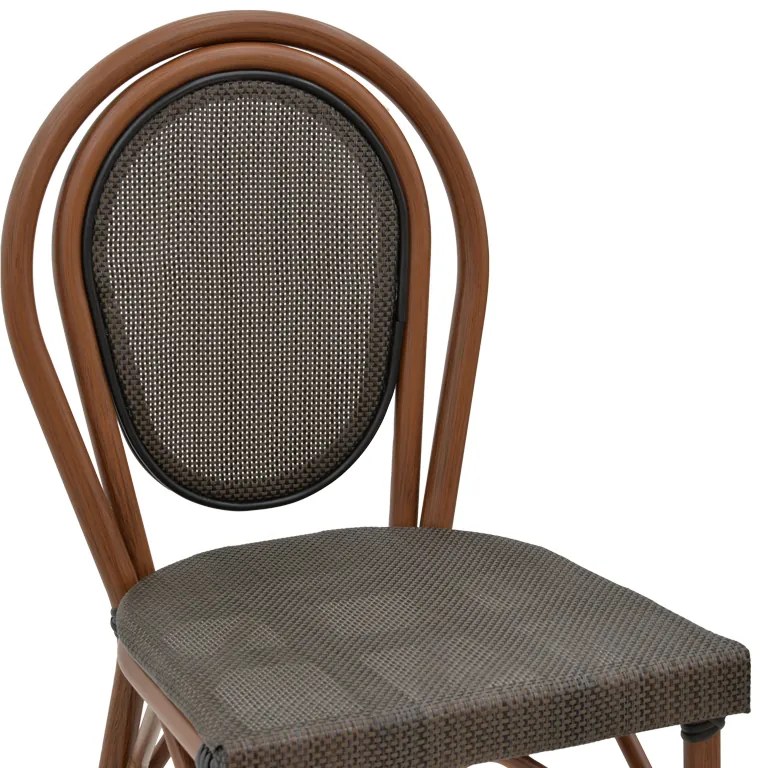 Σκαμπό μπαρ Dezyan pakoworld καρυδί αλουμίνιο-γκρι textilene 41.5x53.5x116εκ