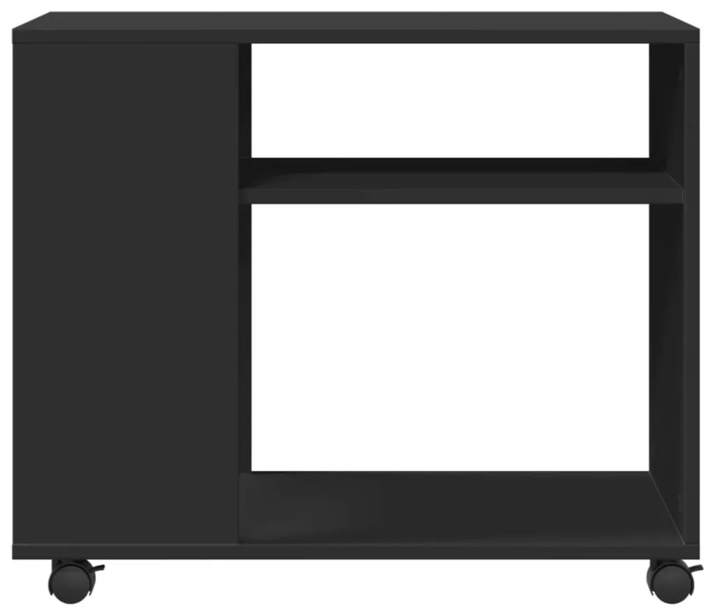 vidaXL Βοηθητικό Τραπέζι με Ρόδες Μαύρο 70x35x60 εκ. Επεξ. Ξύλο