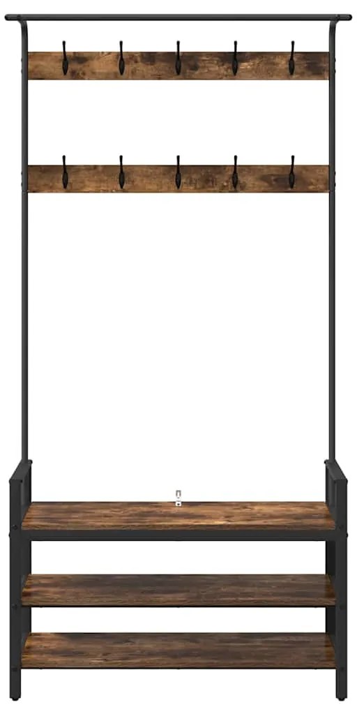 vidaXL Κρεμάστρα Καπνιστό Δρύς 95 x 34 x 184 εκ Επεξεργασμένο ξύλο