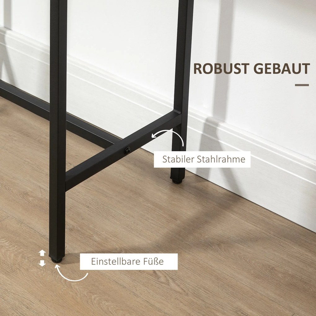 HOMCOM Σετ τραπεζαρίας μπαρ σε βιομηχανικό στυλ, 3 τεμάχια, 1 τραπέζι, 2 σκαμπό, Μαύρο + Φυσικό