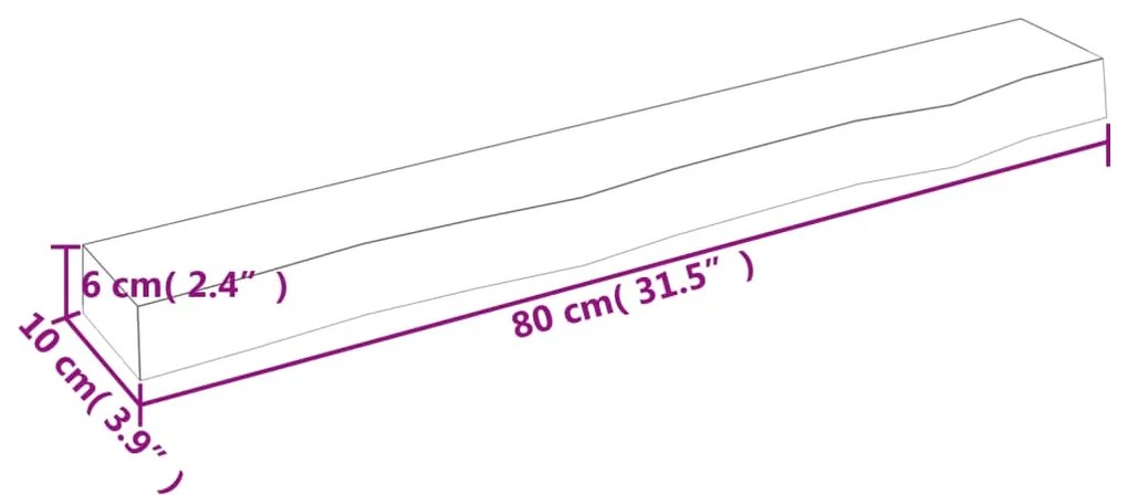 Ράφι Τοίχου Σκούρο Καφέ 80x10x6 εκ. Επεξεργ. Μασίφ Ξύλο Δρυός - Καφέ