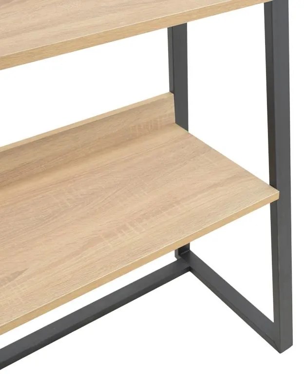 Βιβλιοθήκη Ryder σε Oak - Μαύρο 75x36x185 εκ. 75x36x185 εκ.