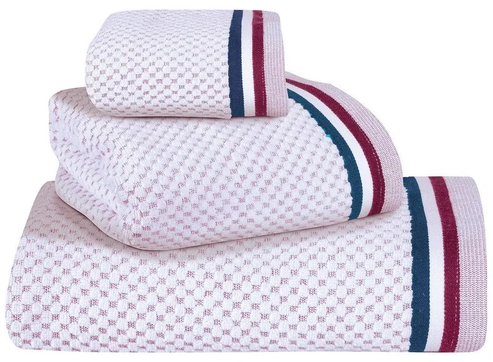 Πετσέτες 3075 (Σετ 3τμχ) White-Red-Blue Greenwich Polo Club Σετ Πετσέτες 70x140cm 100% Cotton