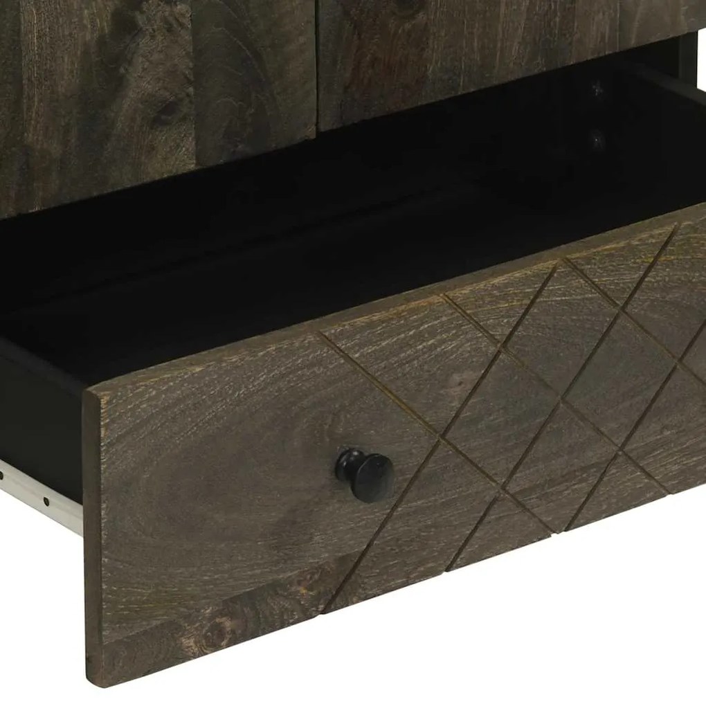 vidaXL Ντουλάπι Μαύρο 60 x 33 x 110 εκ. από Μασίφ Ξύλο Μάνγκο