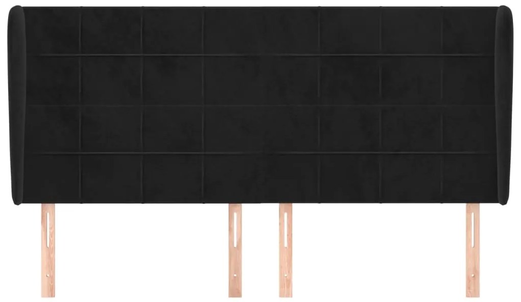 vidaXL Κεφαλάρι με Πτερύγια Μαύρο 203x23x118/128 εκ. Βελούδινο