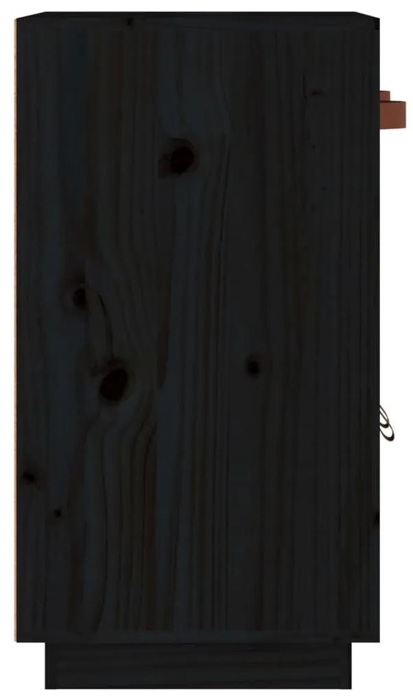 Μπουφές Μαύρος 65,5x40x75 εκ. από Μασίφ Ξύλο Πεύκου - Μαύρο