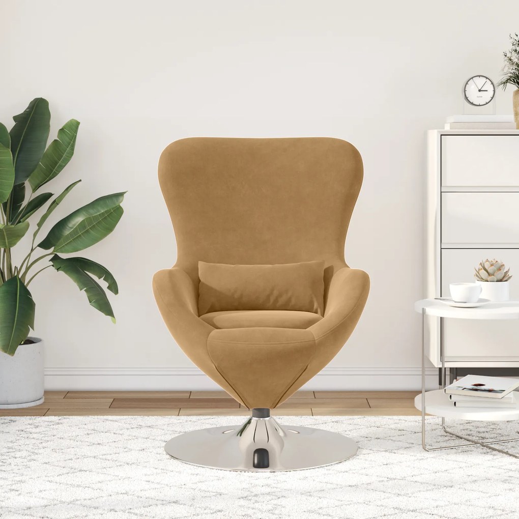 vidaXL Πολυθρόνα Αυγού Brown Βελούδο