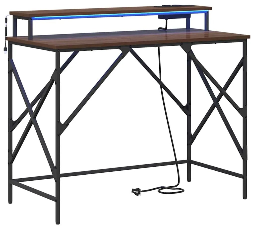 vidaXL Γραφείο με ράφι Καφέ δρυς 100 x 50 x 86.5 εκ Επεξεργασμένο ξύλο