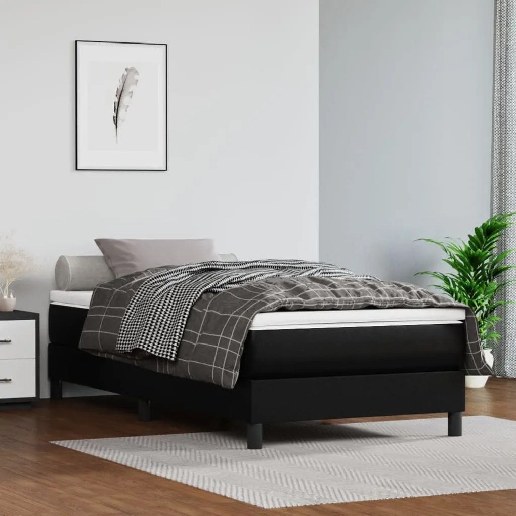 ΠΛΑΙΣΙΟ ΚΡΕΒΑΤΙΟΥ BOXSPRING ΜΑΥΡΟ 90X200 ΕΚ. ΣΥΝΘΕΤΙΚΟ ΔΕΡΜΑ 3120676