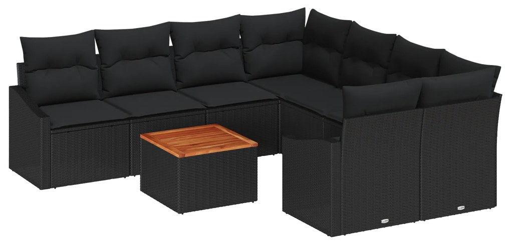 vidaXL Σετ Σαλονιού Κήπου 9 pcs Μαύρο 55 x 55 x 37 εκ
