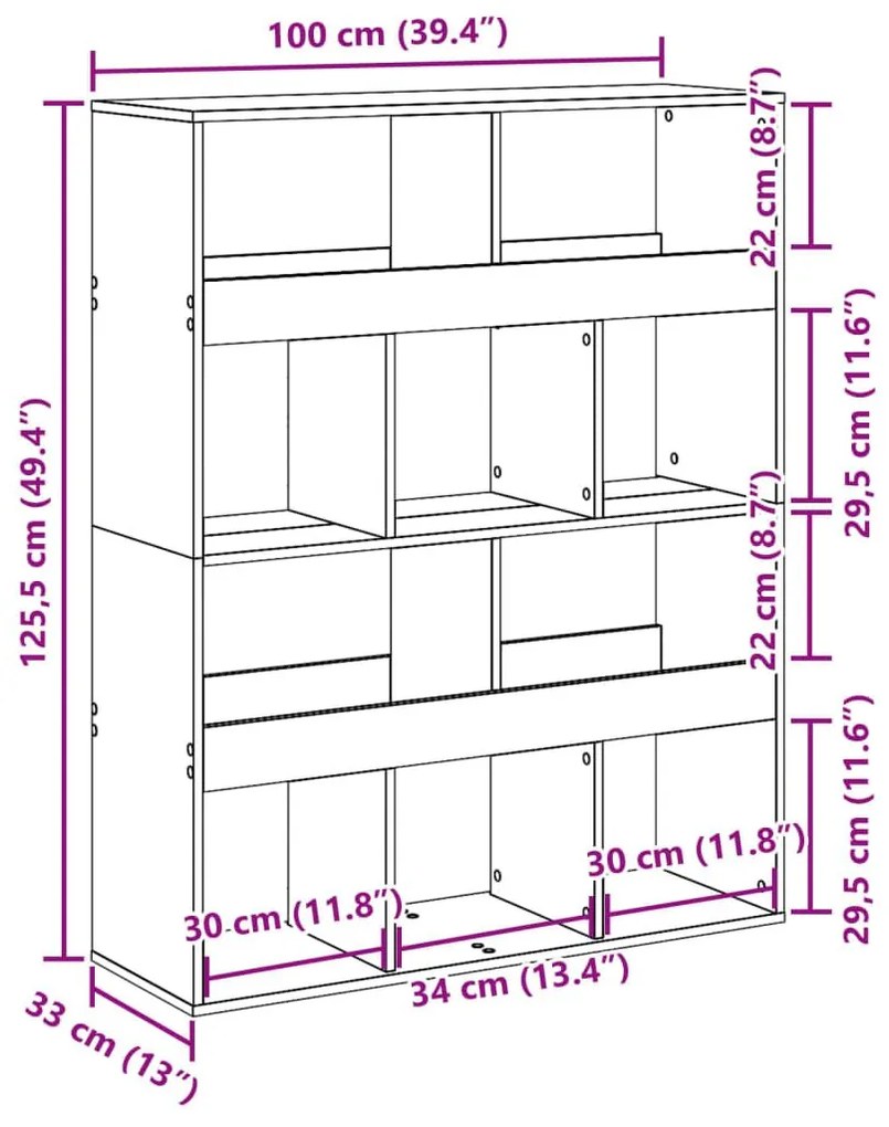 Βιβλιοθήκη/Διαχωριστικό Χώρου 100x33x125,5 εκ. Επεξ. Ξύλο - Καφέ