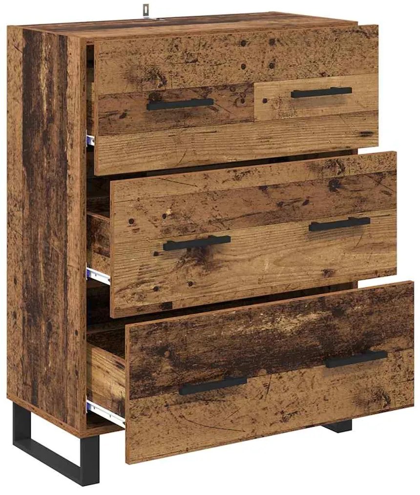 vidaXL Πλαϊνό γραφείο με συρτάρι Παλιό Ξύλο 69,5 x 34 x 90 εκ.