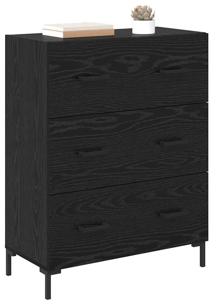 vidaXL Πλαϊνό γραφείο με συρτάρι Μαύρη Οξυά 69,5 x 34 x 90 εκ.