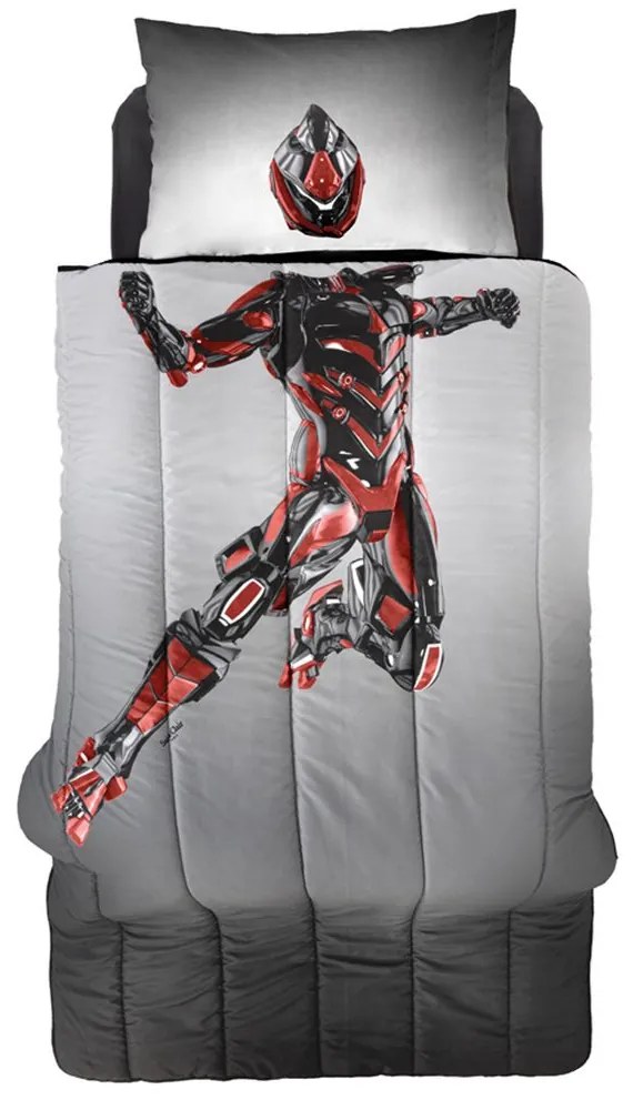 Πάπλωμα Παιδικό Bionic (Σετ 2τμχ) Grey-Red Saint Clair Μονό 160x220cm Microfiber