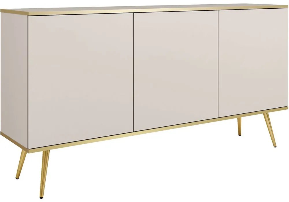 Μπουφές Oro K160_Bz_GL 160x39x85cm Beige-Gold Μελαμίνη,Μέταλλο