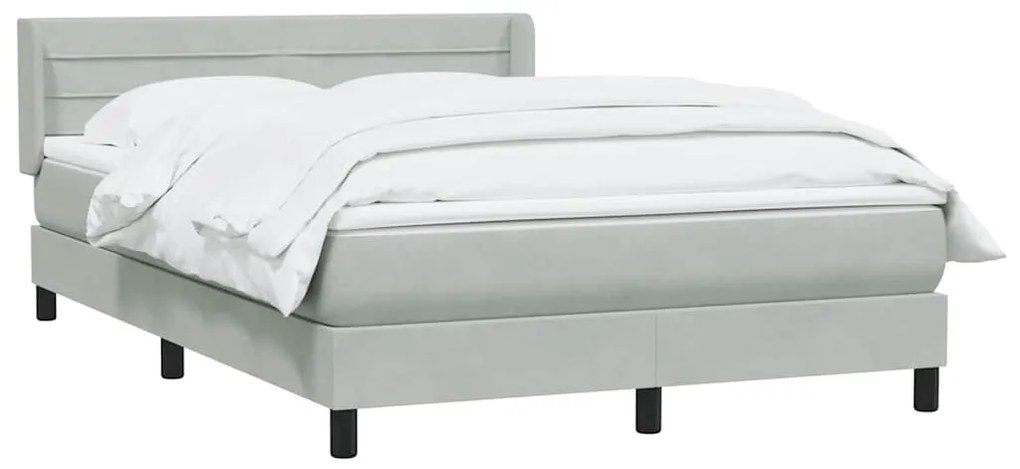 vidaXL Κρεβάτι Boxspring με Στρώμα Ανοιχτό Γκρι 160x210 εκ. Βελούδινο