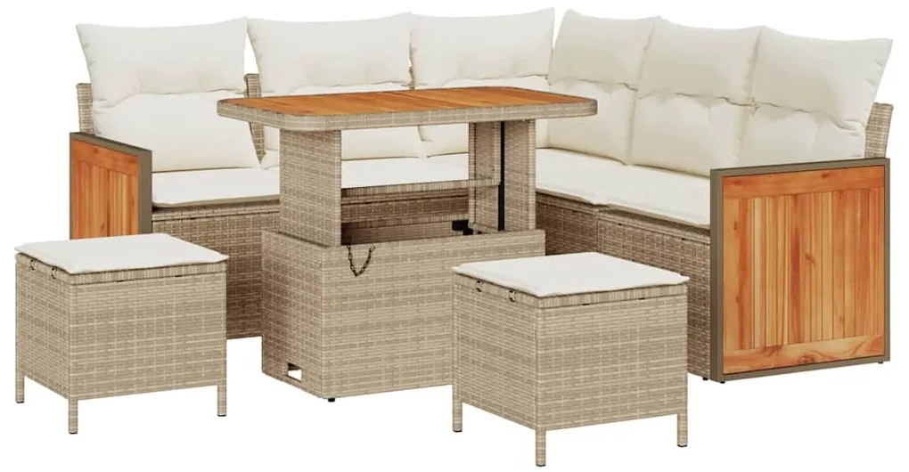 vidaXL Σετ Καναπέ Κήπου 8 pcs Μπεζ και Κρέμα συνθετικό ρατάν