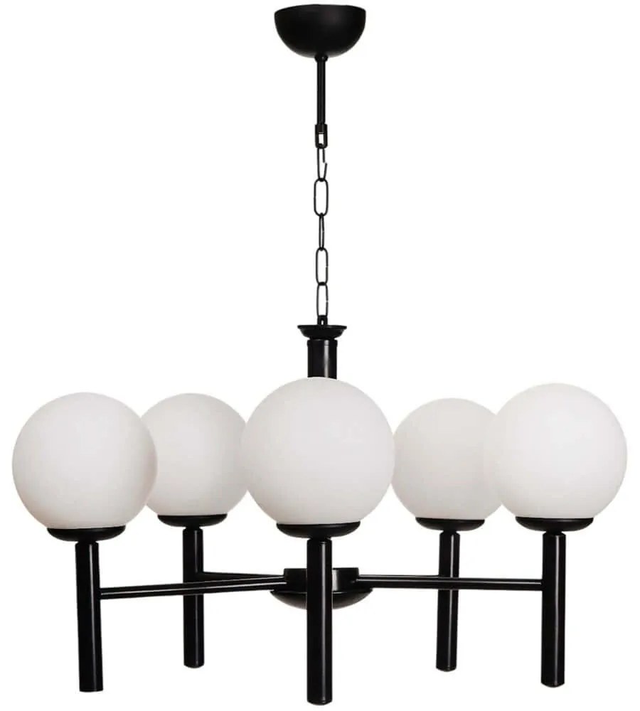 Φωτιστικό Οροφής 534LUN5809 64x75cm 5xE27 40W White-Black Opviq