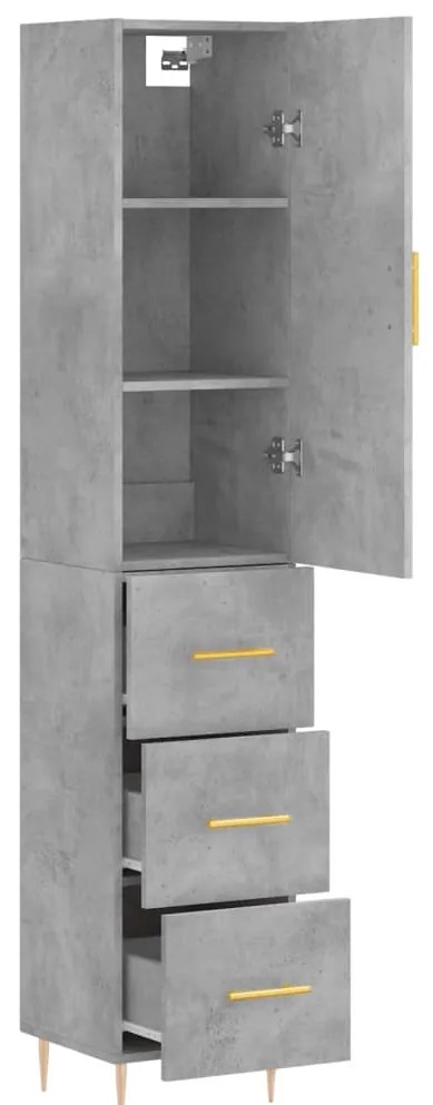 vidaXL Ντουλάπι Γκρι Σκυροδέματος 34,5x34x180 εκ. Επεξεργασμένο Ξύλο