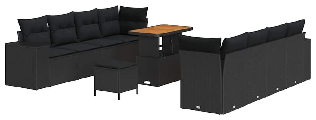 vidaXL Σετ Καναπέ Κήπου με μαξιλάρι 11 pcs Μαύρο συνθετικό ρατάν
