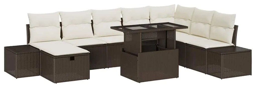 vidaXL Σετ Καναπέ Κήπου 11 pcs Καφέ Πολυ ράταν