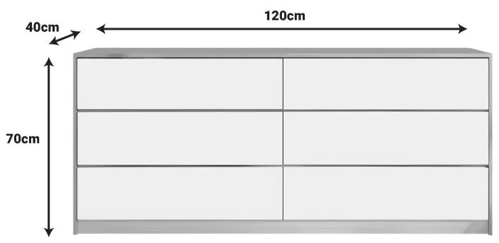 Συρταριέρα Kuanger pakoworld σε λευκή-φυσική απόχρωση 120x40x70εκ