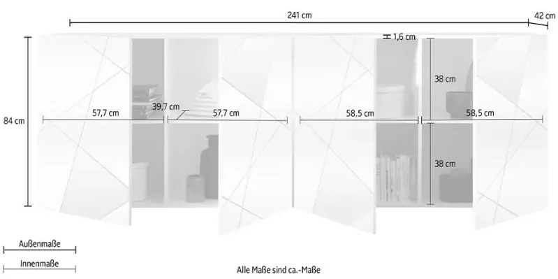 Vito Μπουφές Λευκός 241x42x84