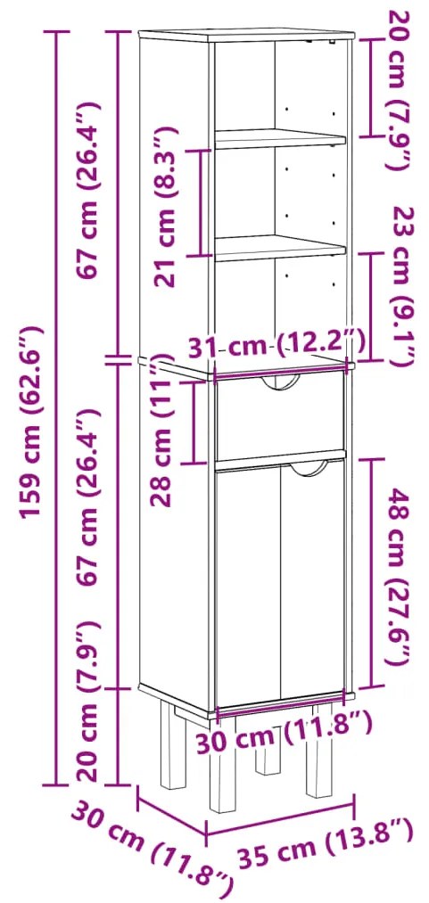 ΝΤΟΥΛΑΠΙ ΜΠΑΝΙΟΥ OTTA 35X30X159 ΕΚ. ΜΑΣΙΦ ΞΥΛΟ ΠΕΥΚΟΥ 4013459